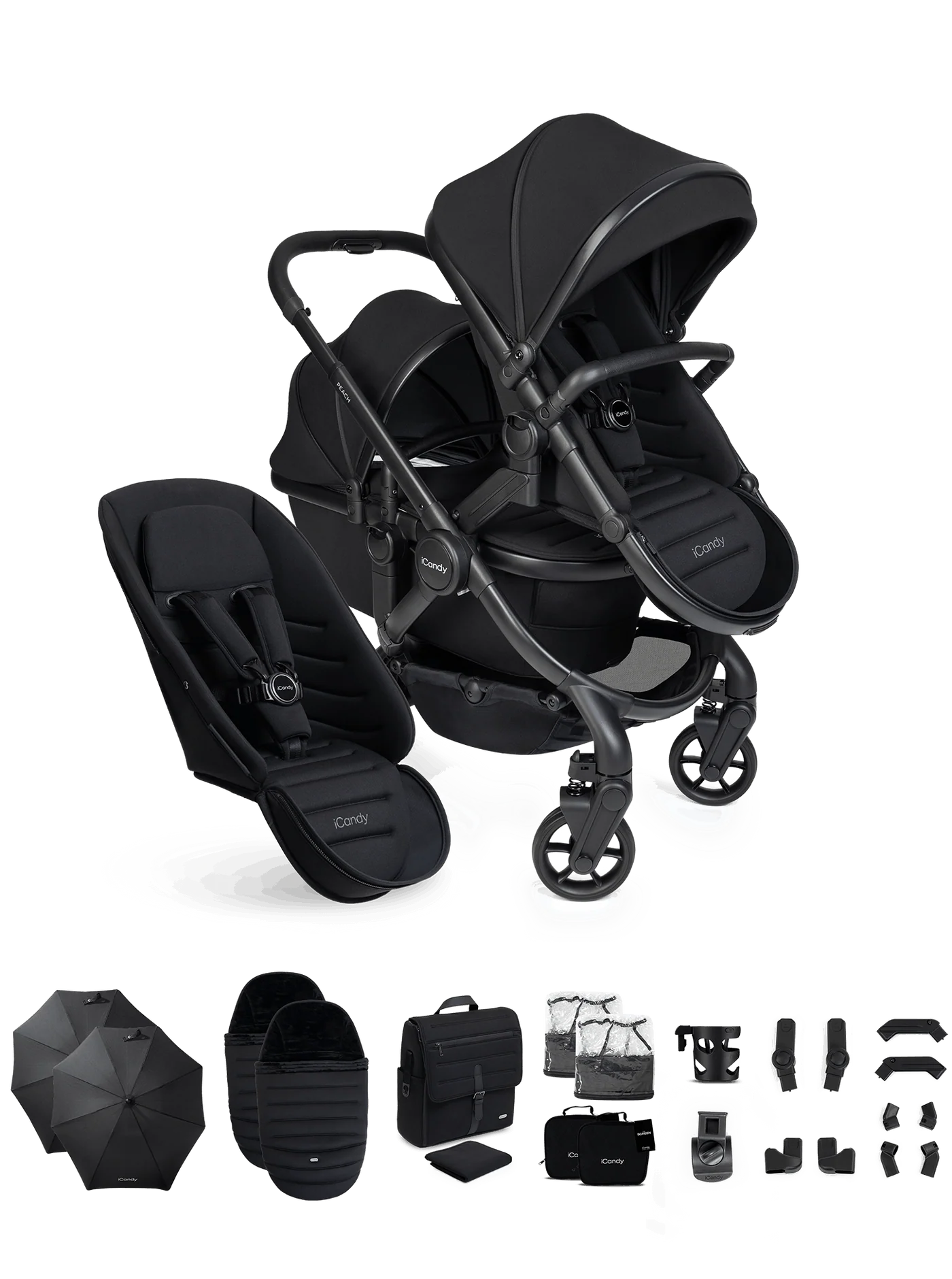 iCandy Peach 8 Double Travel System Bundle- Black