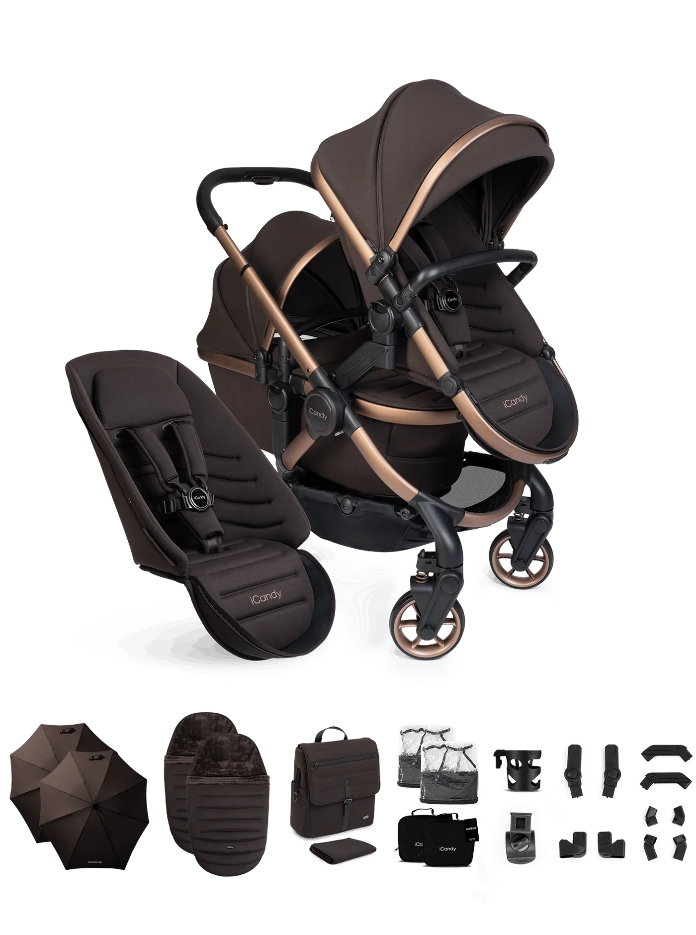 iCandy Peach 8 Double Travel System Bundle- Pecan
