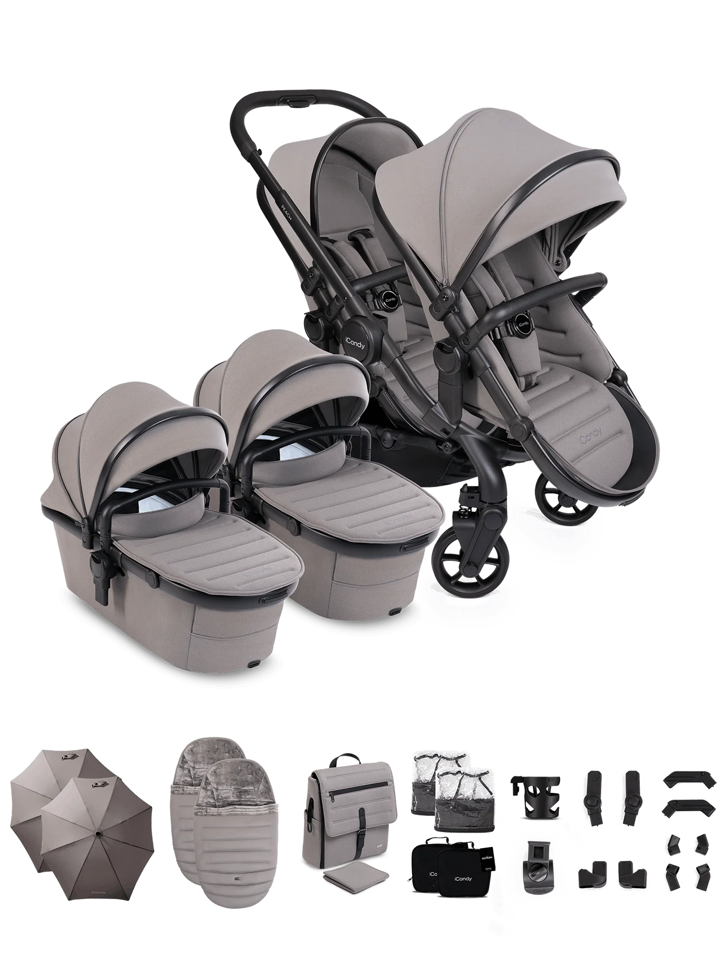 iCandy Peach 8 Twin Travel System Bundle- Porcini