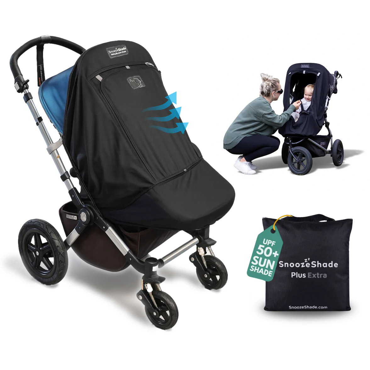 SnoozeShade Plus Extra Stroller Shade - Black