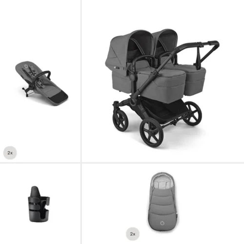 Bugaboo Donkey 6 Twin Essential pushchair bundle- Moon Grey