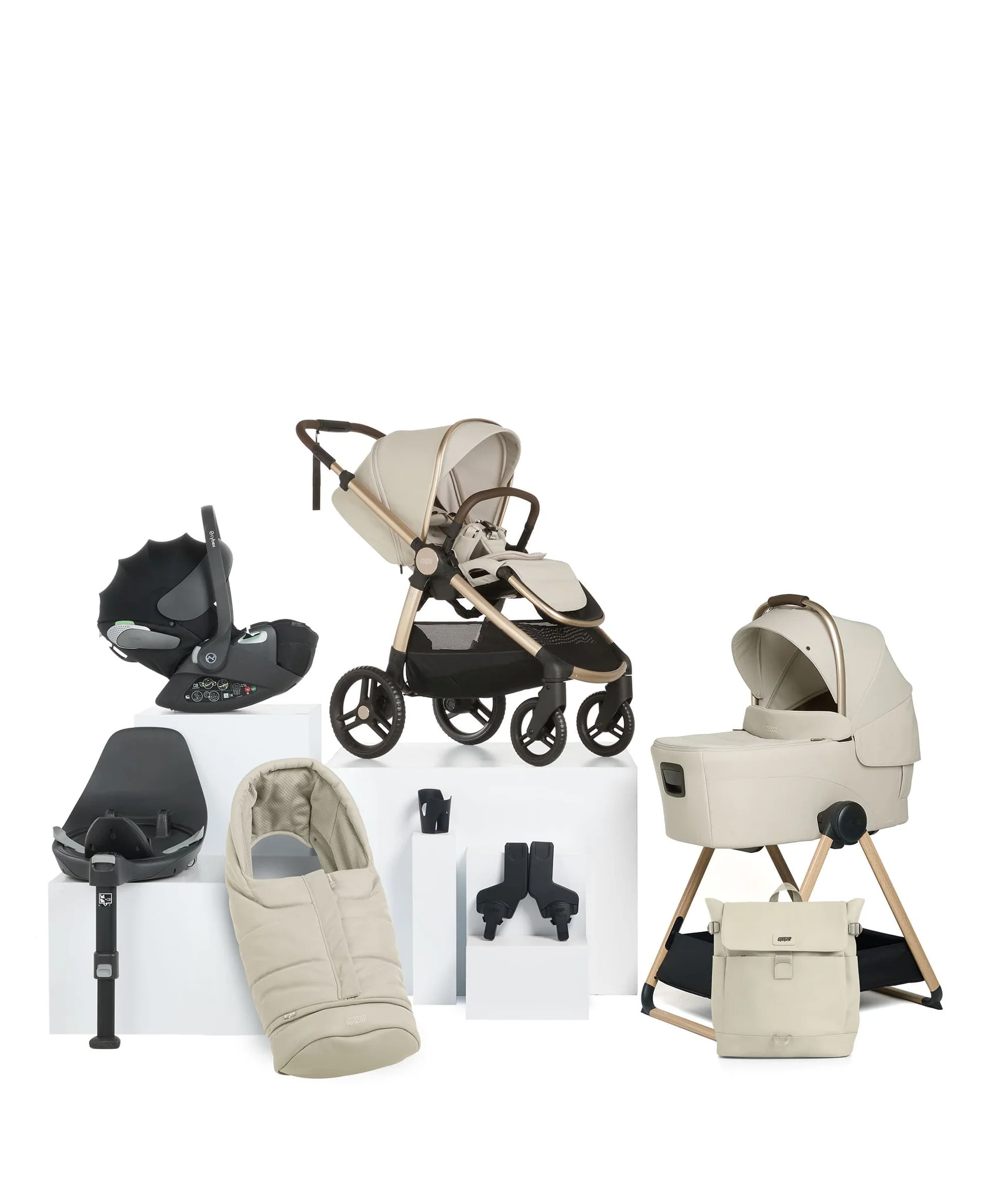 Ocarro 2 Complete Pushchair Bundle with Cybex Cloud T i-Size + Baby Car Seat (9 Pieces) - Shell
