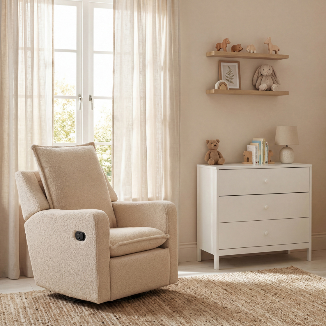Bebe & Beyond Nestler Recliner Nursing Chair – Oatmeal Teddy