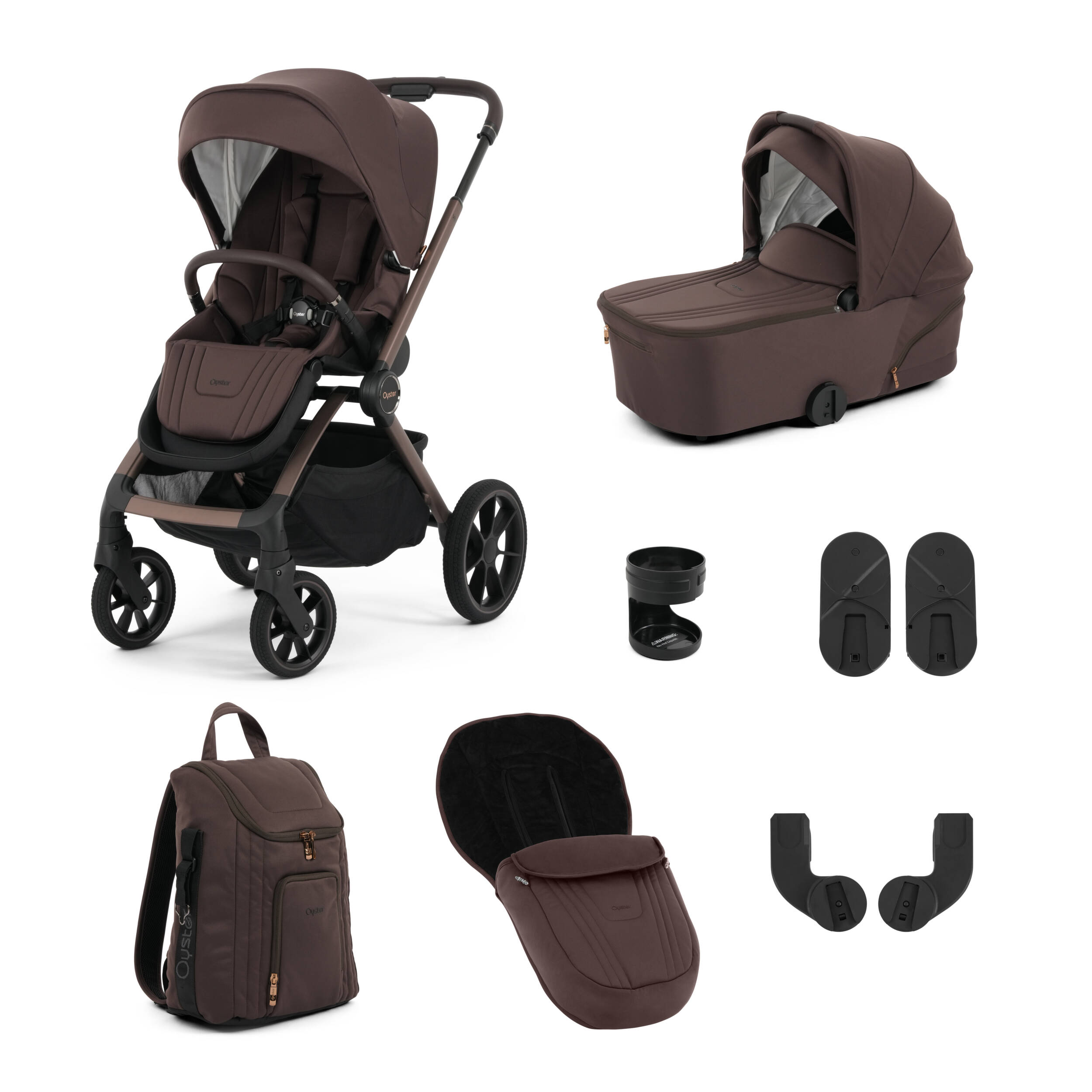 Oyster Vee Pram Bundle - Chocolate