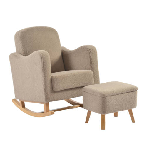Bebe & Beyond Soother Nursing Chair & Footstool – Biscuit