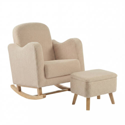 Bebe & Beyond Soother Nursing Chair & Footstool – Oatmeal Teddy