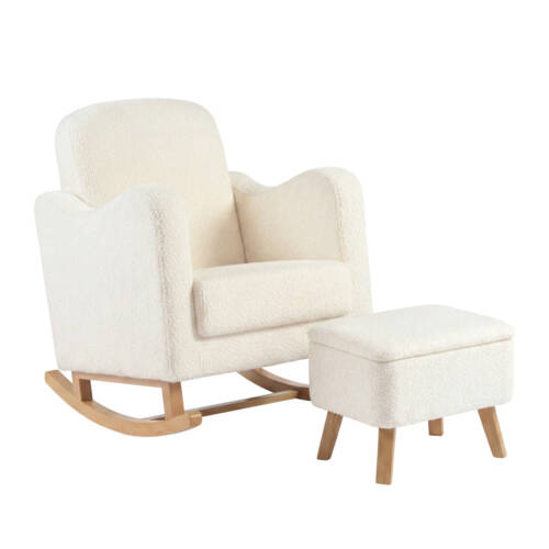 Bebe & Beyond Soother Nursing Chair & Footstool – Off White Boucle