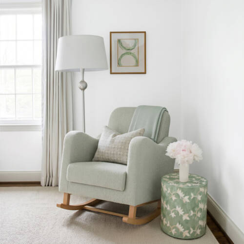 Bebe & Beyond Soother Nursing Chair – Sage Boucle