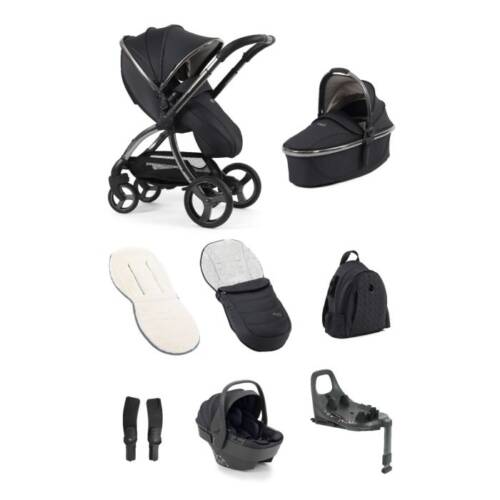 Egg3 Luxury Pushchair with Shell 360 Spin Car Seat and Base Bundle - Carbonite
