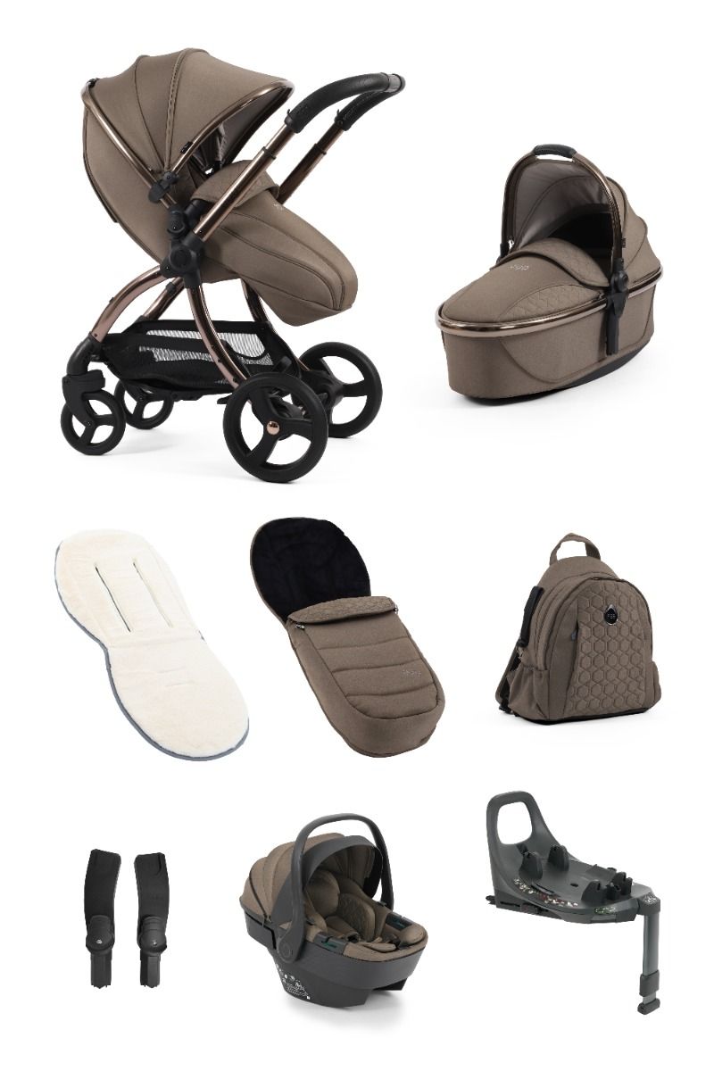 Egg3 Luxury Pushchair with Shell 360 Spin Car Seat and Base Bundle - Mink