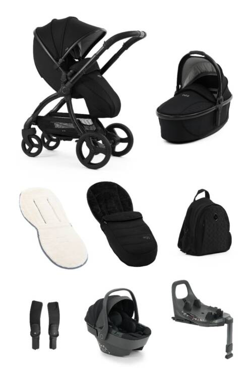 Egg3 Luxury Pushchair with Shell 360 Spin Car Seat and Base Bundle - Panther