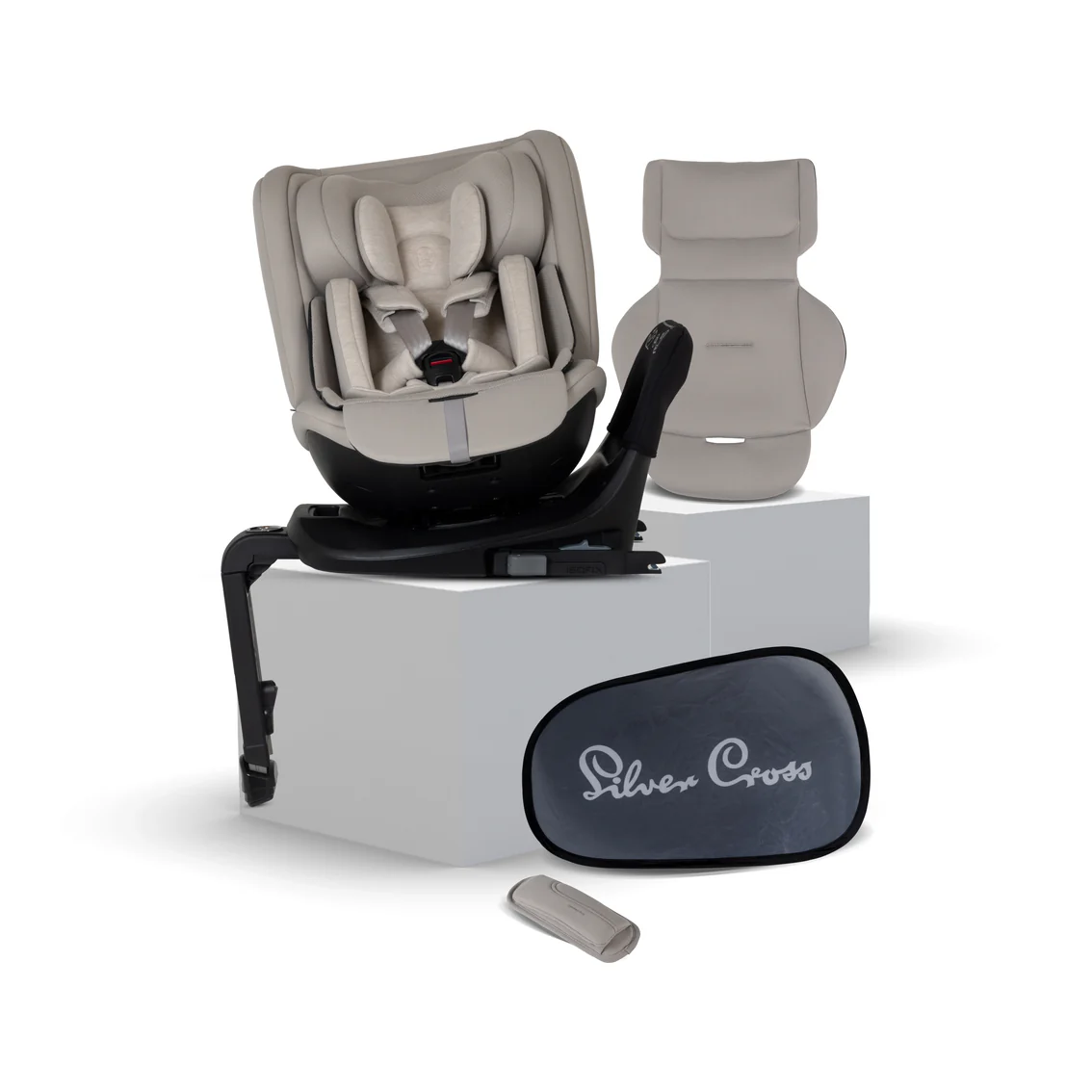 Silver Cross Motion 3 All Size 360 Rotating Car Seat- Natural Taupe