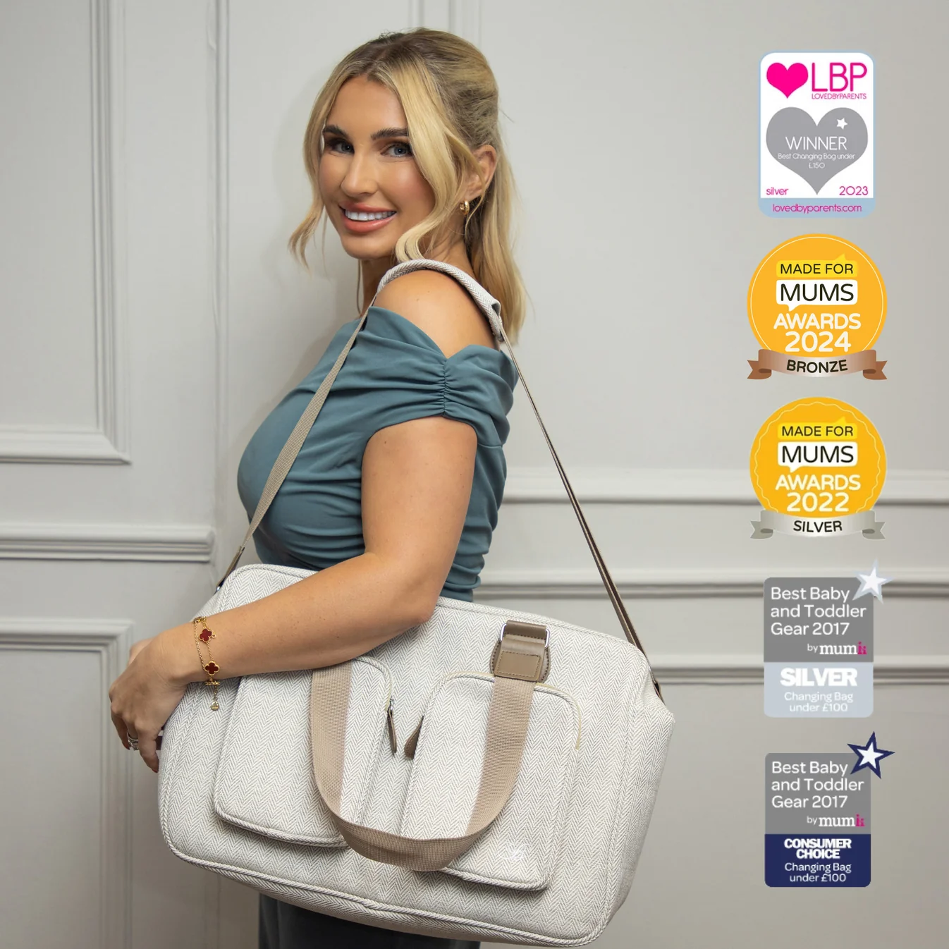 My Babiie Deluxe Changing Bag - Oatmeal Herringbone