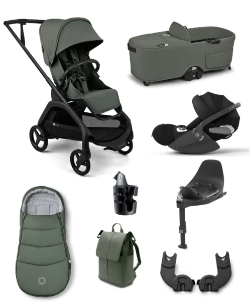 ugaboo Dragonfly Plus Complete Pushchair Bundle with Cybex Cloud T and Base - Forest Green