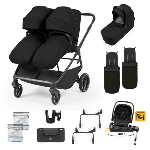 Ickle Bubba Altair 13 Piece Travel System with i-Size Nimbus 180° Spin Car Seat & ISOFIX Base- Black