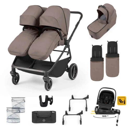 Ickle Bubba Altair 13 Piece Travel System with i-Size Nimbus 180° Spin Car Seat & ISOFIX Base- Mink