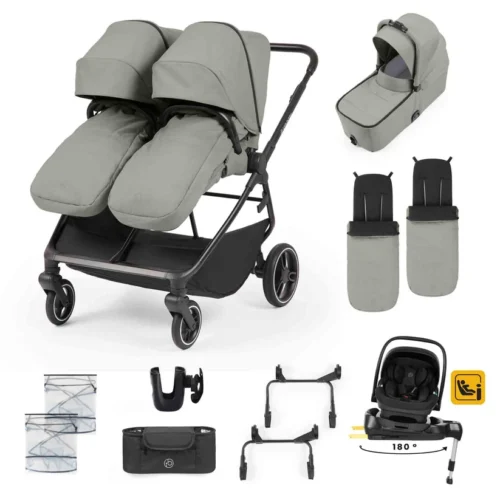 Ickle Bubba Altair 13 Piece Travel System with i-Size Nimbus 180° Spin Car Seat & ISOFIX Base- Laurel Green