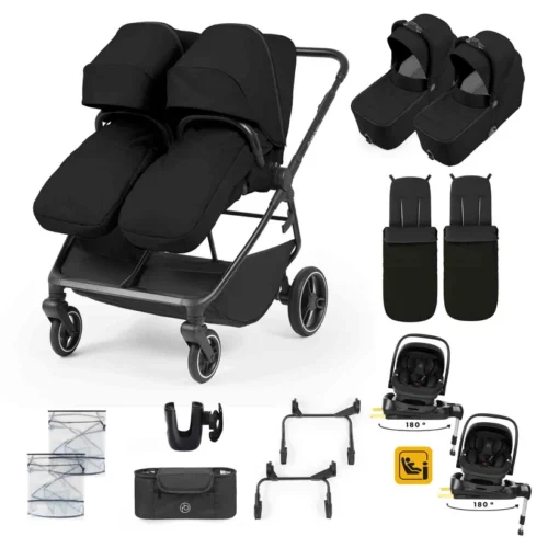 Ickle Bubba Altair 17 Piece Travel System with i-Size Nimbus 180° Spin Car Seat & ISOFIX Base- Black