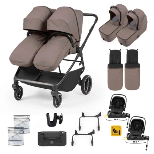 Ickle Bubba Altair 17 Piece Travel System with i-Size Nimbus 180° Spin Car Seat & ISOFIX Base- Mink