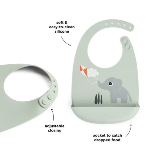 Done By Deer Silicone Bib- Playground - Green