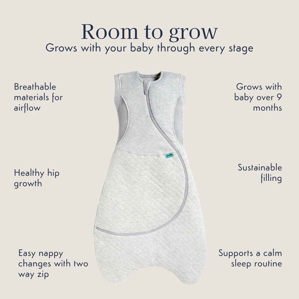 Purflo Cuddle to Sleep Bag 2.5 Tog Minimal Grey 3-12 months