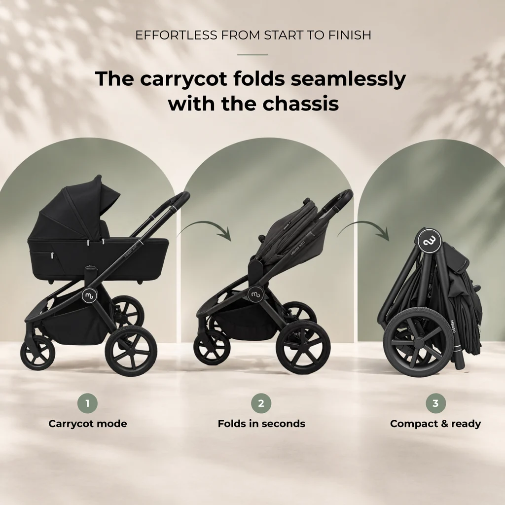 My Babiie MB450 ARC 2-in-1 Pushchair & Folding Carrycot - Onyx Black