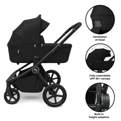 My Babiie MB450 ARC 2-in-1 Pushchair & Folding Carrycot - Onyx Black