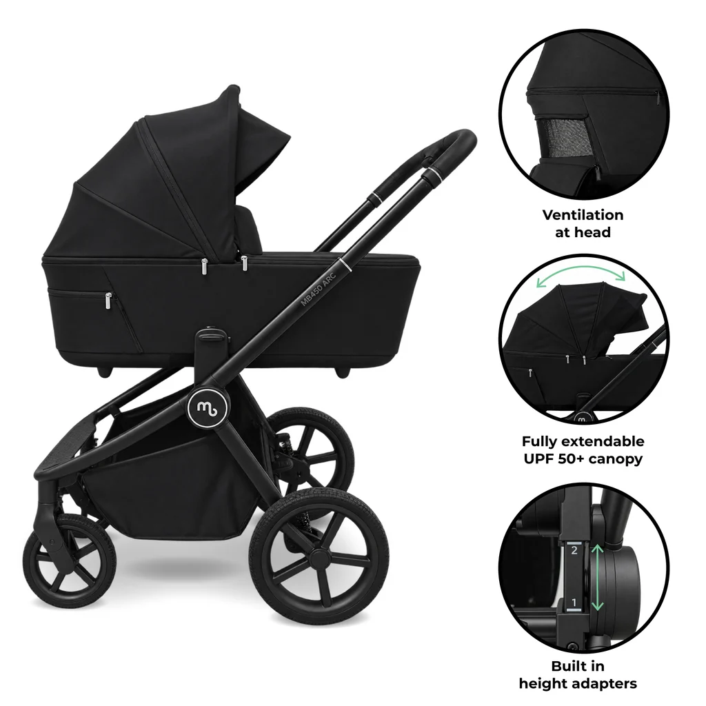 My Babiie MB450 ARC 2-in-1 Pushchair & Folding Carrycot - Onyx Black
