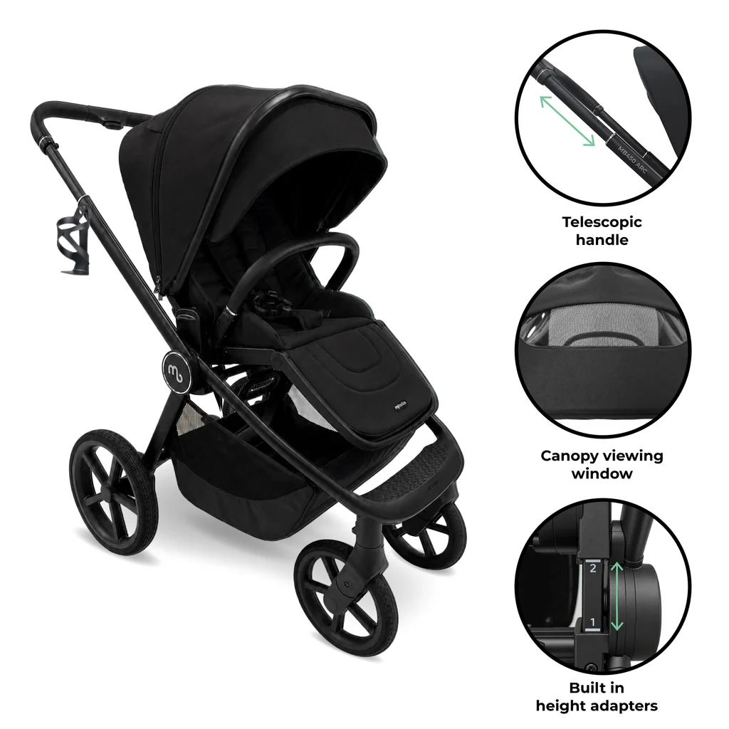 My Babiie MB450 ARC 2-in-1 Pushchair & Folding Carrycot - Onyx Black