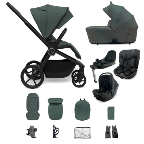 My Babiie MB450 ARC 3-in-1 Travel System + Rotating Car Seat + Toddler Seat + Base - Himalayan Green