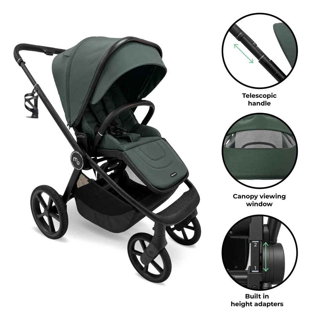 My Babiie MB450 ARC 2-in-1 Pushchair & Folding Carrycot - Himalayan Green