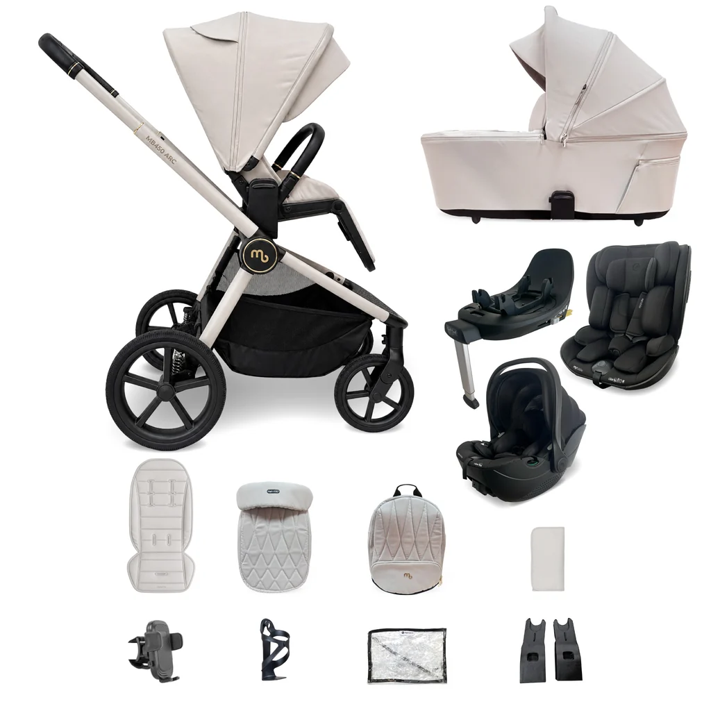 My Babiie MB450 ARC 3-in-1 Travel System + Rotating Car Seat + Toddler Seat + Base - Royal Ivory