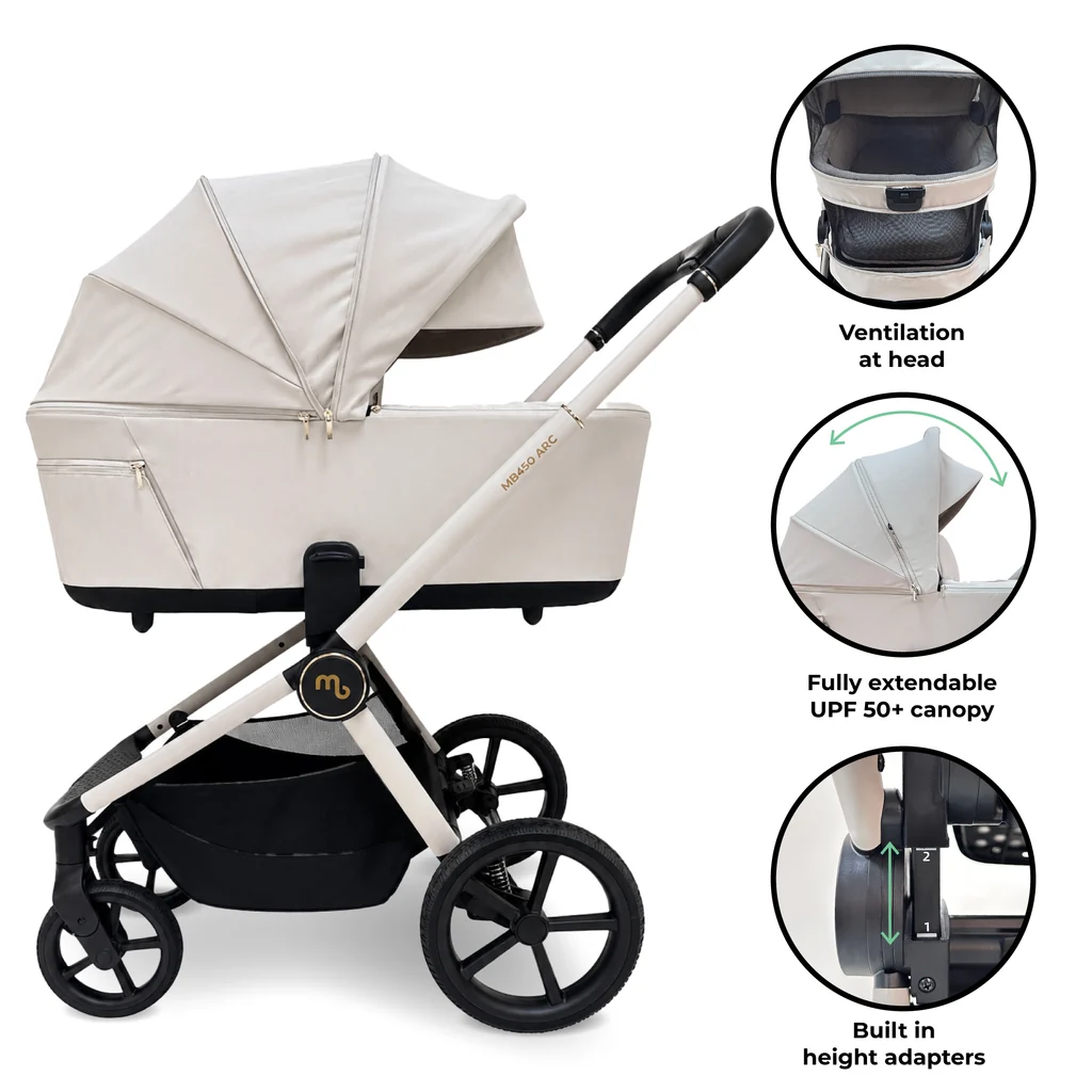 My Babiie MB450 ARC 2-in-1 Pushchair & Folding Carrycot - Royal Ivory