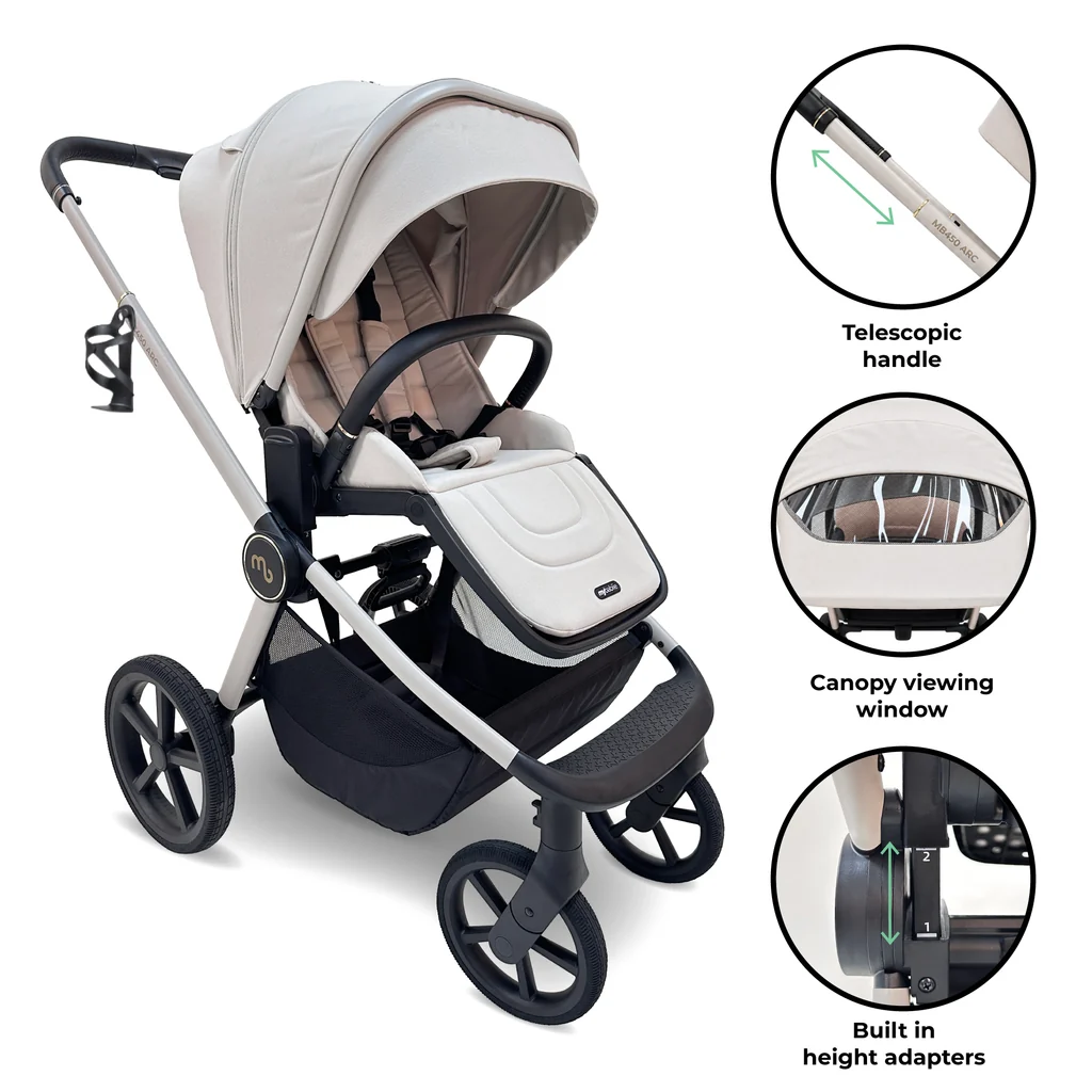 My Babiie MB450 ARC 2-in-1 Pushchair & Folding Carrycot - Royal Ivory