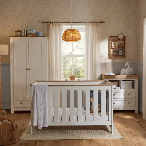 Cuddle Co Burford 3 Piece Nursery Furniture Set - White & Oak