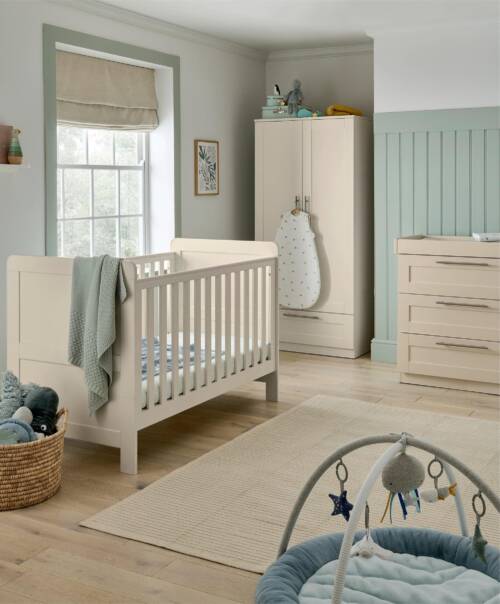 Mamas & Papas Hampden 3 Piece Cotbed Range with Dresser Changer & Wardrobe - Cashmere