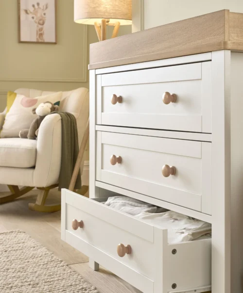 Mamas & Papas Wedmore 3 Piece Cotbed Range with Dresser Changer & Wardrobe - White/Oak