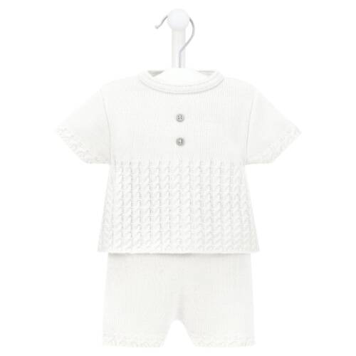 Dandelion Button knitted Top and Shorts- White