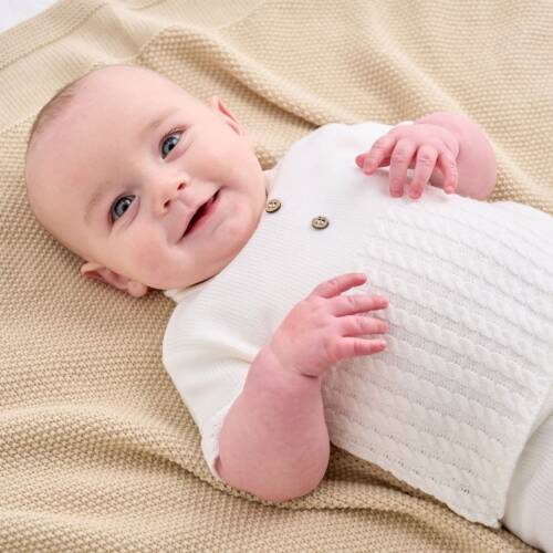 Dandelion Button knitted Top and Shorts- White